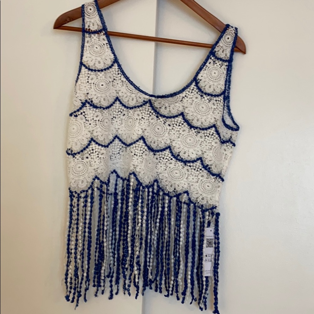 NWT Cupshe crochet/fringe top